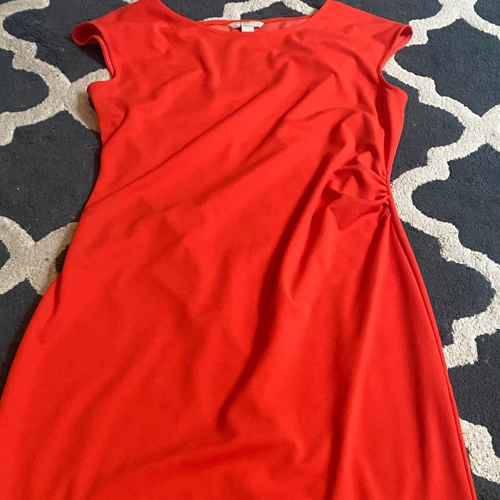 Banana Republic Red Ruched Sheath Midi Dress
